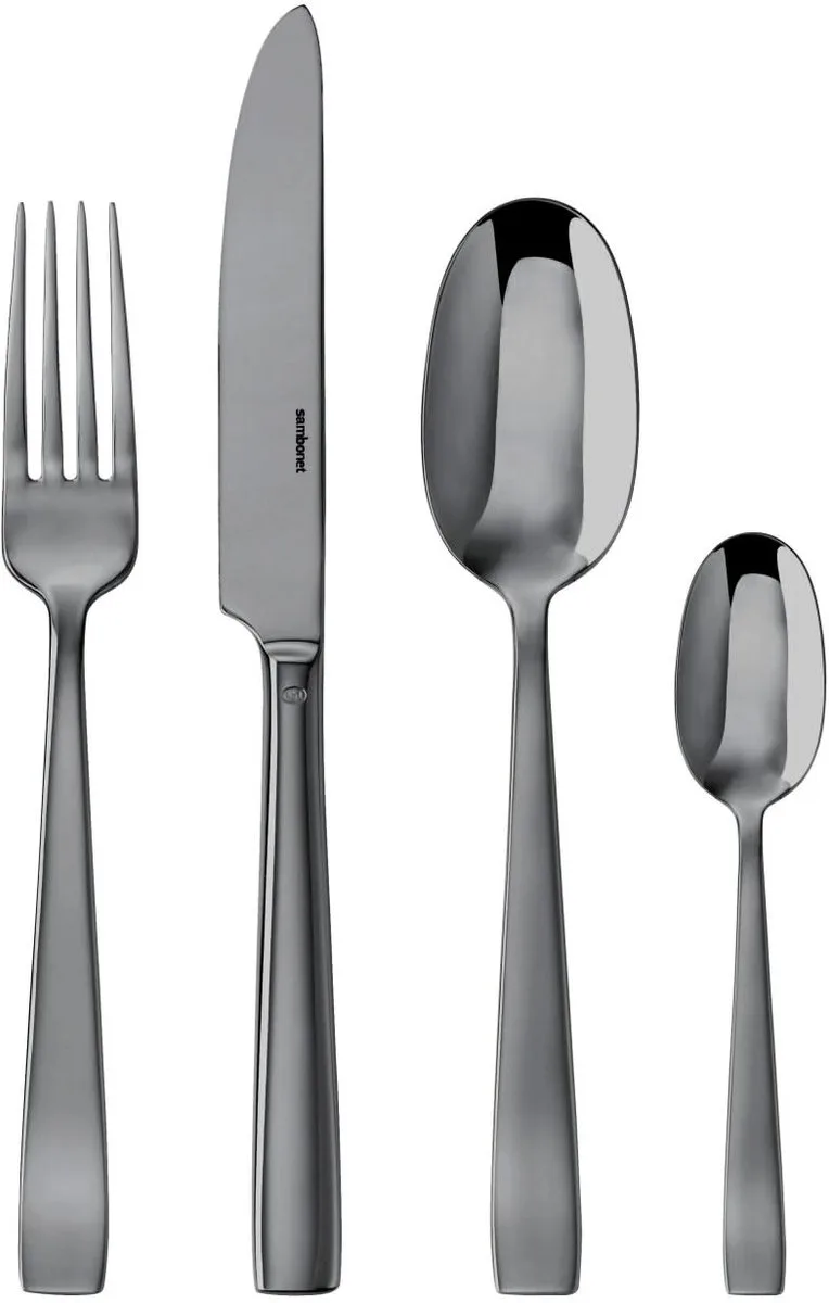 Bestekset Flat - 24 delig / 6 personen by Sambonet in Black – product photo