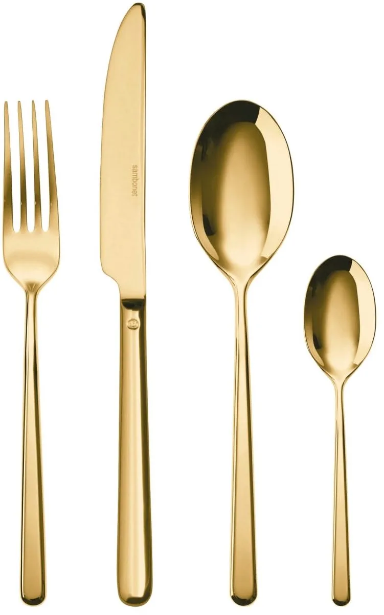 Bestekset Linear - 24 delig / 6 personen von Sambonet in Gold – Produktfoto