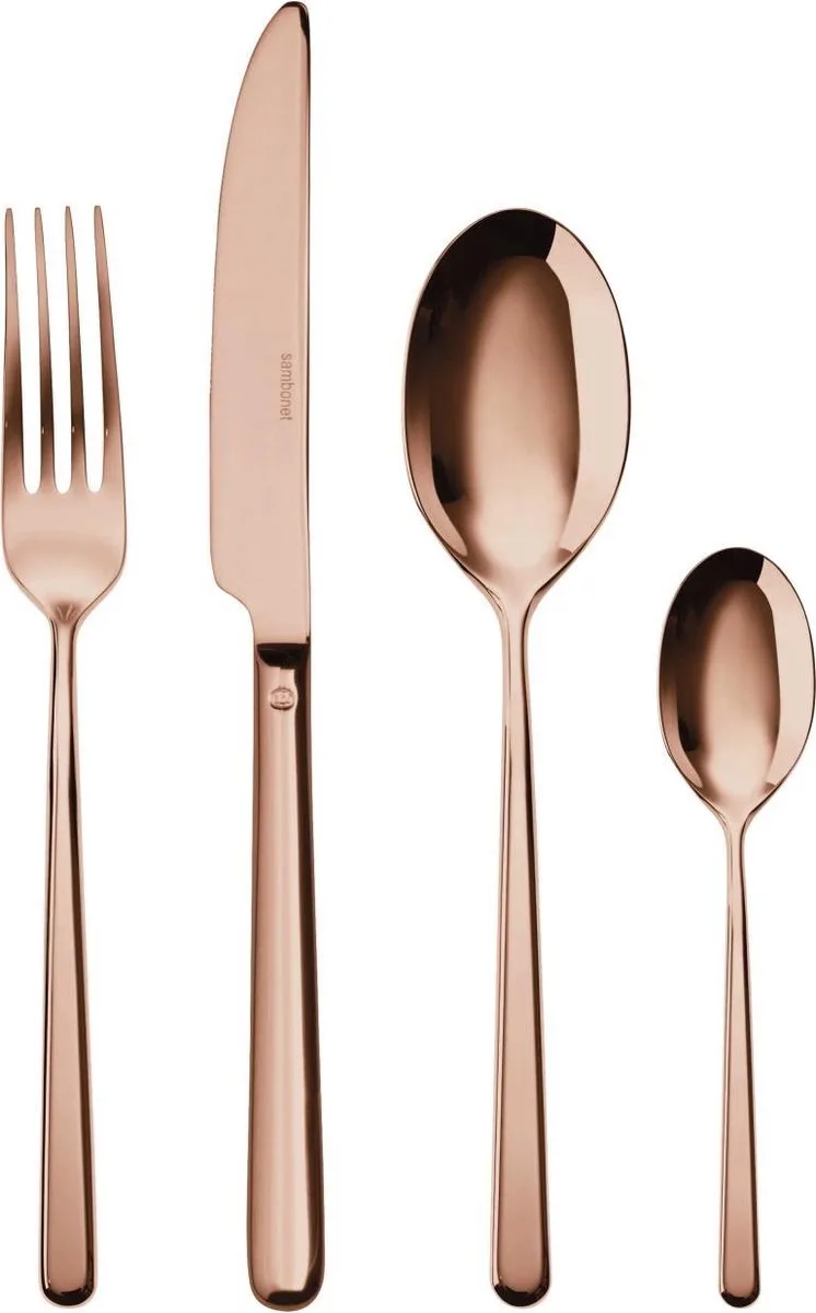 Bestekset Linear - 24 delig / 6 personen by Sambonet in Copper – product photo