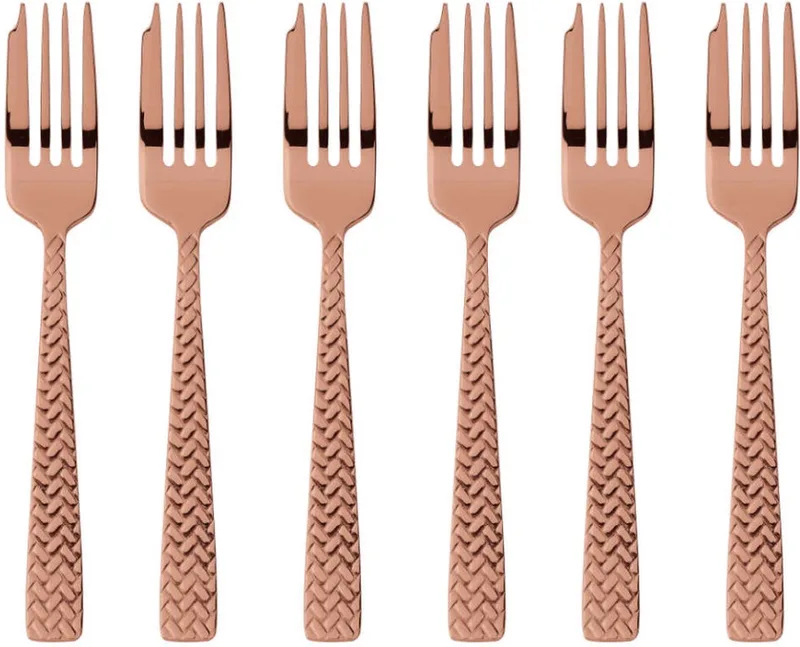 Cortina Edelstahl PVD / Set van 6 taartvorkjes by Sambonet in Copper – product photo