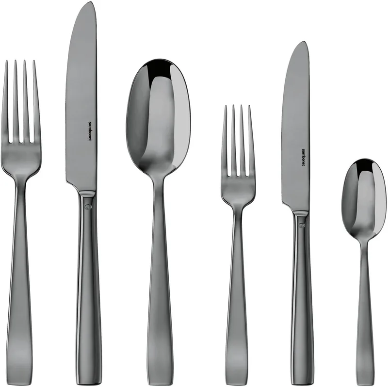 Flat - Edelstahl / PVD Bestekset 36-delig Volheft / Monoblok von Sambonet in Schwarz – Produktfoto