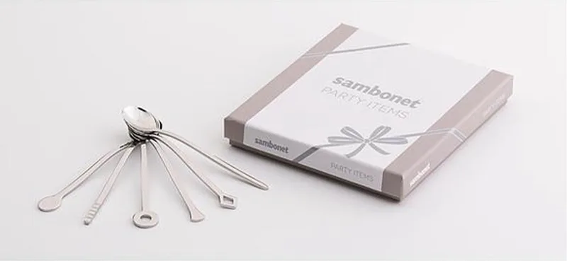 Geometric Caffee Spoon Set of 6 Pieces by Sambonet in Rvs – product photo