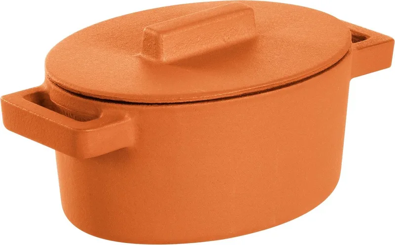 Gietijzer Braadpan - Ovaal -13 cm x 10 cm incl deksel de Sambonet en Orange – photo produit