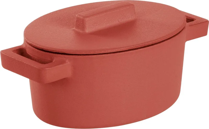 Gietijzer Braadpan - Ovaal -13 cm x 10 cm incl deksel de Sambonet en Rouge – photo produit