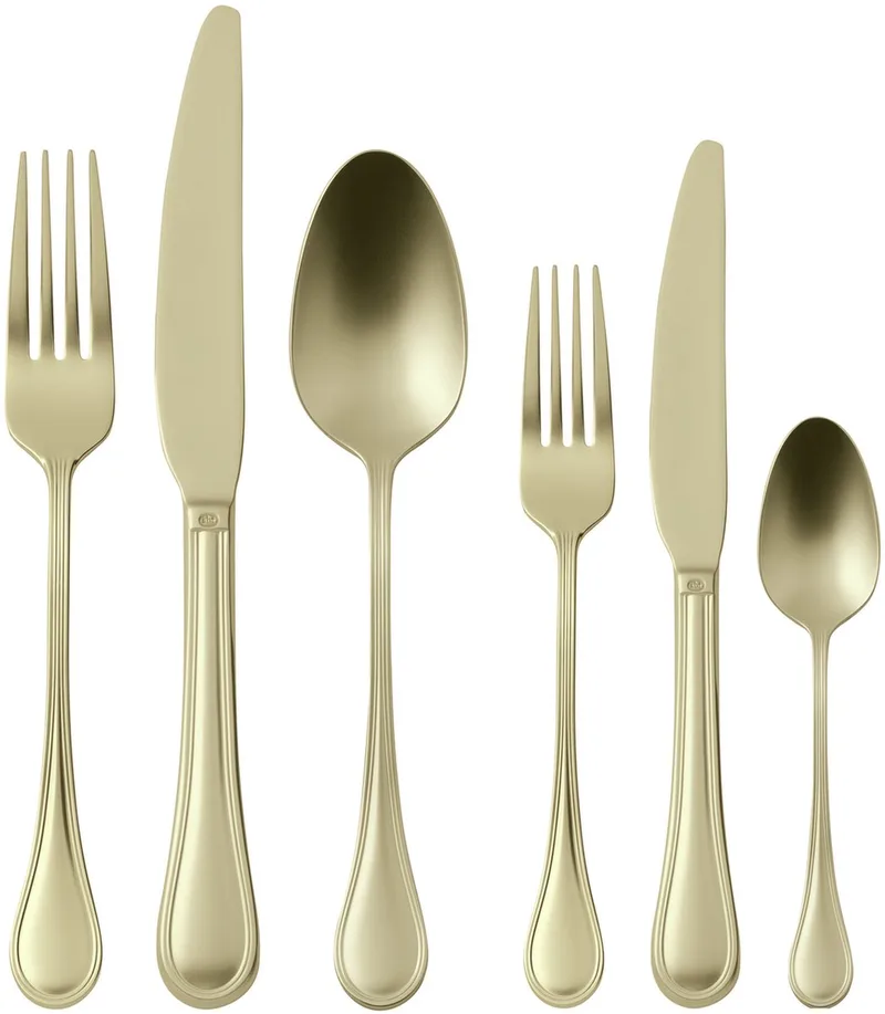 Sambonet - 36 Delig bestekset - S.H. Royal Antique Pvd Champagne - Klassiek - Stijlvol - Luxe bestek - Mat - Vaatwasbestendig - 6 persoons van Sambonet in Mat Champagne – productfoto