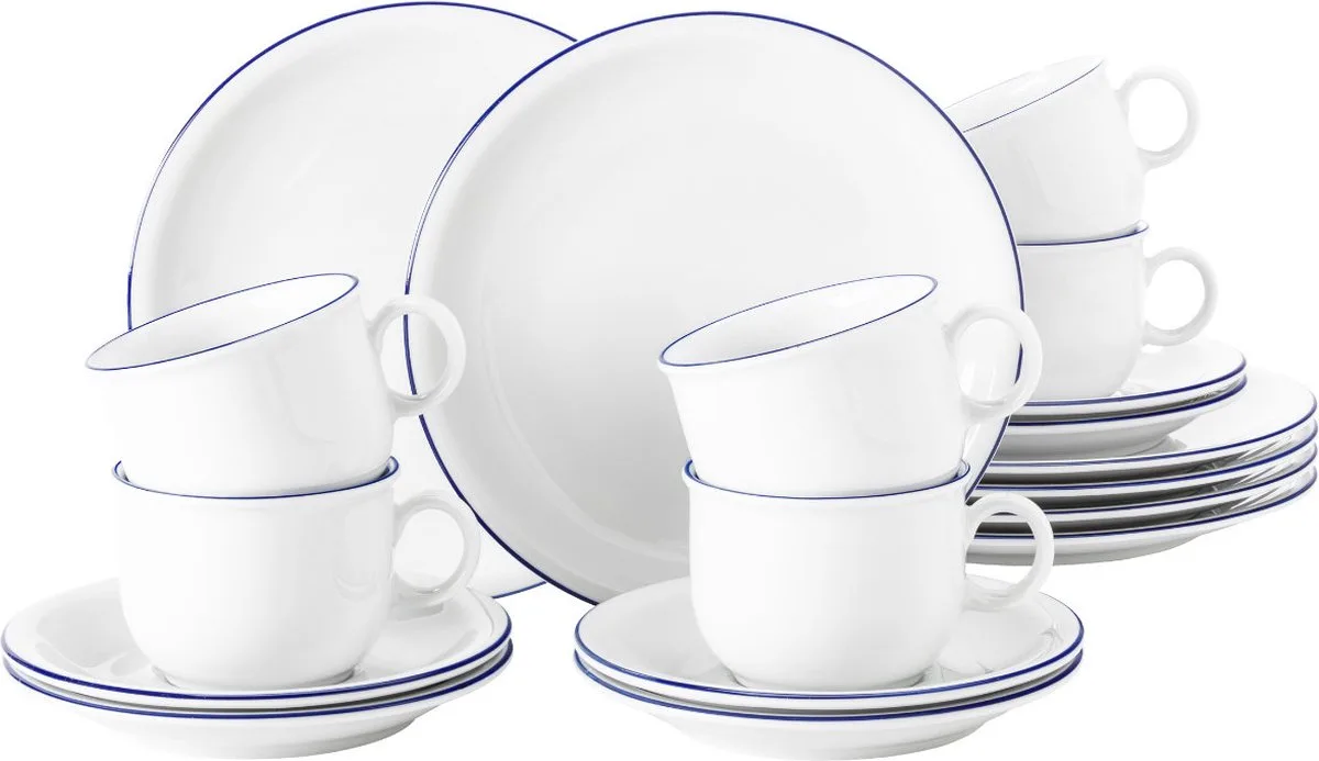 Compact Blaurand Koffieservies 18-delig. van Seltmann Weiden in Wit, Blauw – productfoto