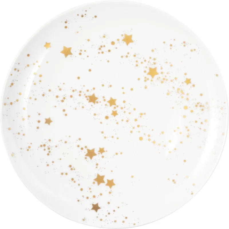 Liberty Golden Stars Plat Bord 22.5cm de Seltmann Weiden en White with gold stars – photo produit
