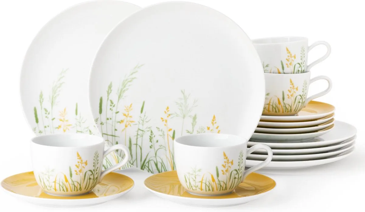 Liberty Meadow Grasses Curry Koffieservies 18-delig. van Seltmann Weiden in Wit, Gekleurd – productfoto