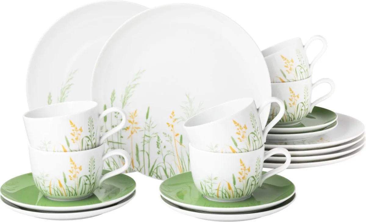 Liberty Meadow Grasses Green Koffieservies 18-delig de Seltmann Weiden en Blanc, Gekleurd – photo produit