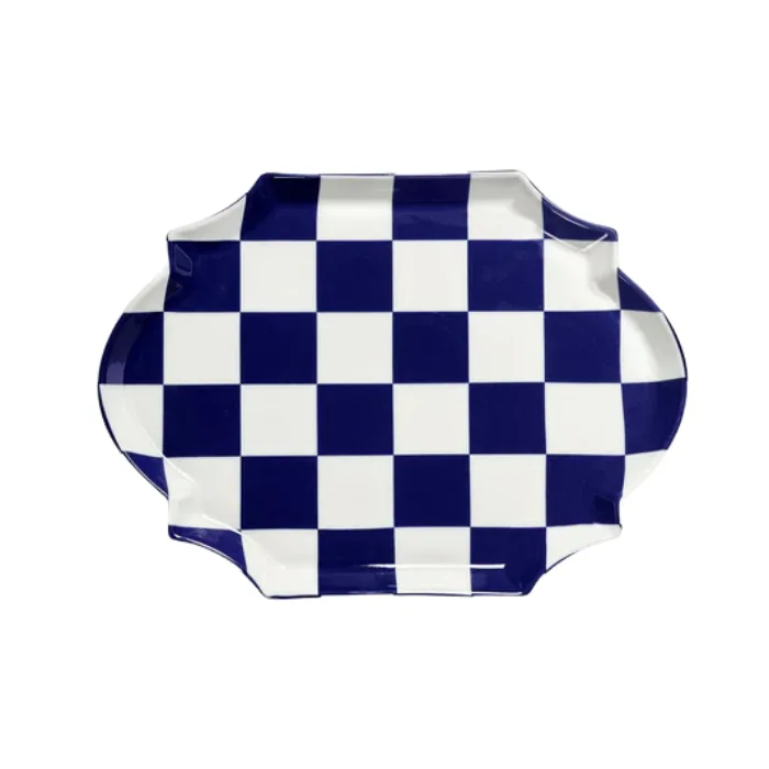 Les Objets Mouleversants - Ovale serveerschaal blauw White Fête des Bêtes fra Serax – produktbillede