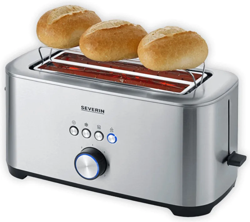 AT 2621 Broodrooster met lange sleuven – 1400W – Bagelfunctie – Roestvrij staal fra Severin i Sort – produktbillede