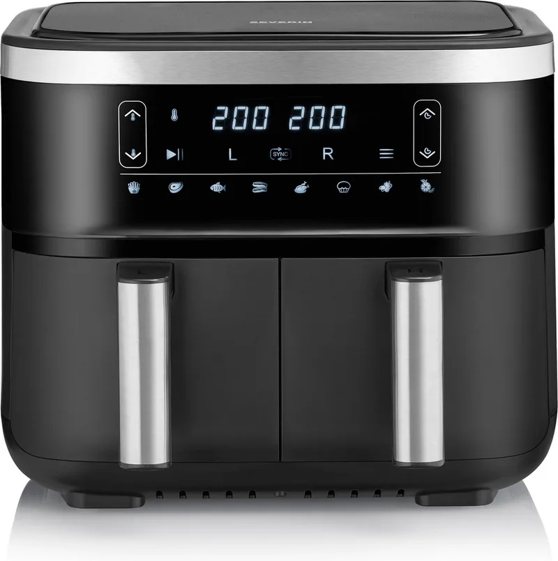 FR 2453 Heteluchtfriteuse XXL - 2x 3.8 Liter - tot 1.3 kg friet by Severin in Black – product photo