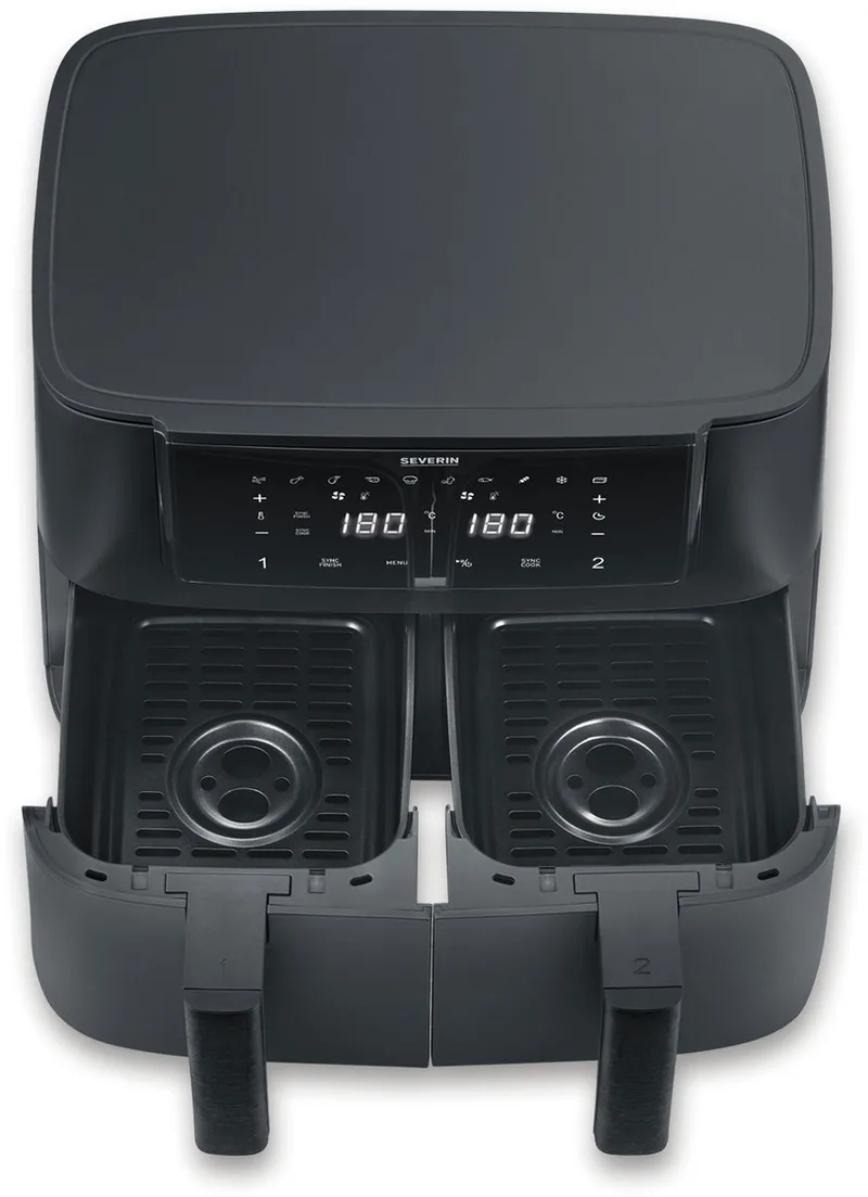 FR 2463 Black Line Dual - Dubbele airfryer - Hetelucht friteuse - Touchscreen - 2x 4 liter - 11 Automatische programma's - Sync cook & finish de Severin en Noir – photo produit