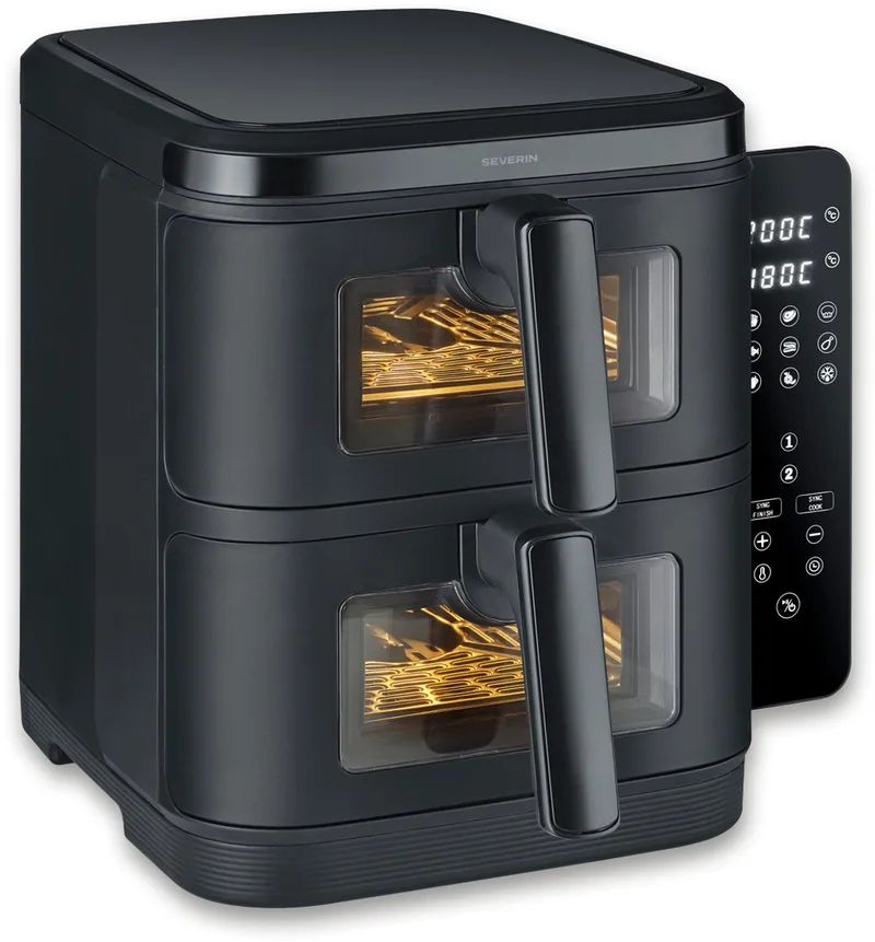 FR 2468 S-Fry Duo Stack - Dubbele Airfryer- Heteluchtfriteuse - 2x 5,5 Liter boven elkaar - Ruimtebesparend by Severin in Black – product photo 1 of 2
