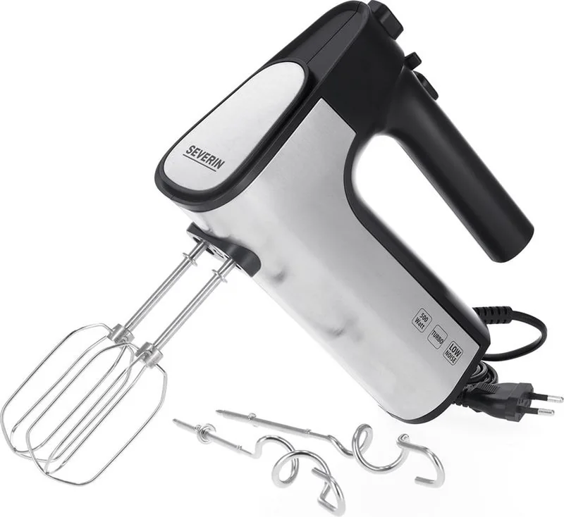 HM 3841 Handmixer – 500 Watt – RVS – 5 Snelheden – Inclusief Gardes en Deeghaken – Stil in Gebruik by Severin in Black – product photo