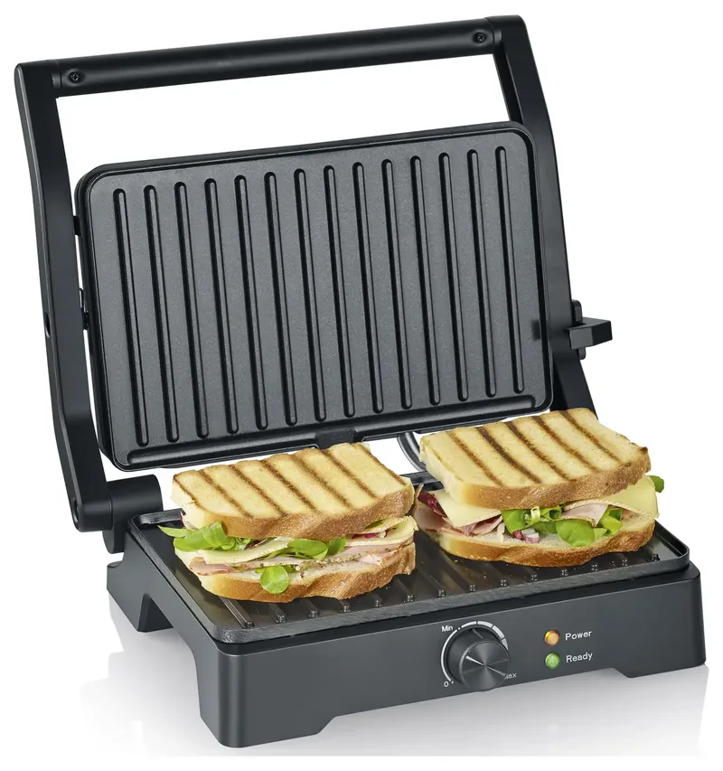 KG 2391 Multigrill XL - Contactgrill - 180˚ Uitklapbaar - Regelbare thermostaat - 1800W - Antiaanbaklaag fra Severin i Sort – produktbillede 2 af 2