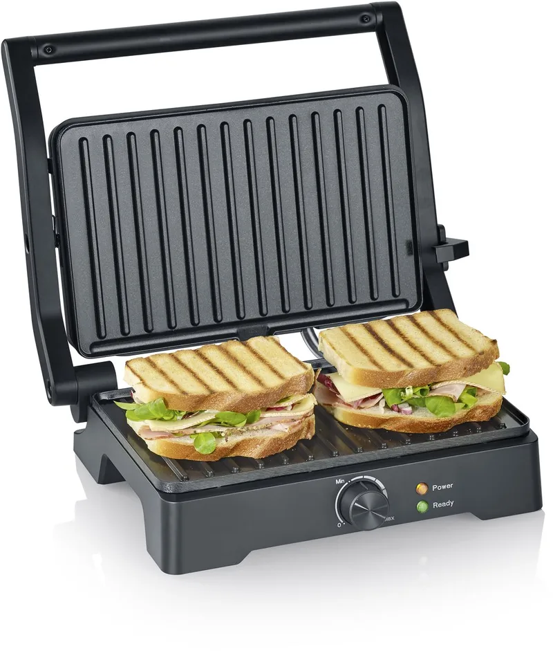 KG 2391 Multigrill XL - Contactgrill - 180˚ Uitklapbaar - Regelbare thermostaat - 1800W - Antiaanbaklaag fra Severin i Sort – produktbillede 1 af 2