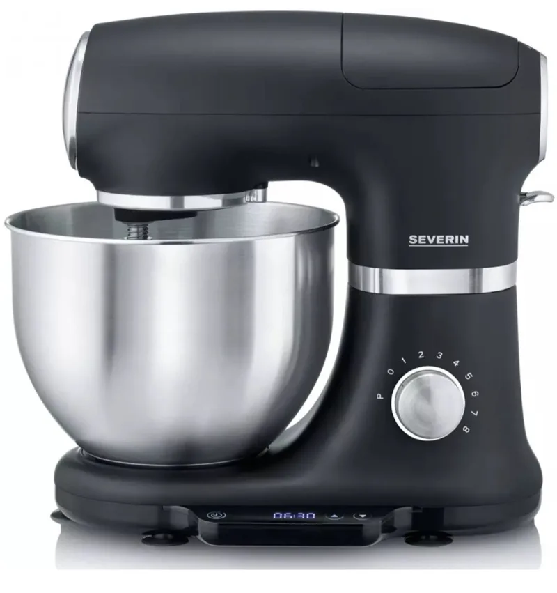 KM 3898 Keukenmachine met geïntegreerde weegschaal by Severin in Roestvrij staal, Matzwart – product photo