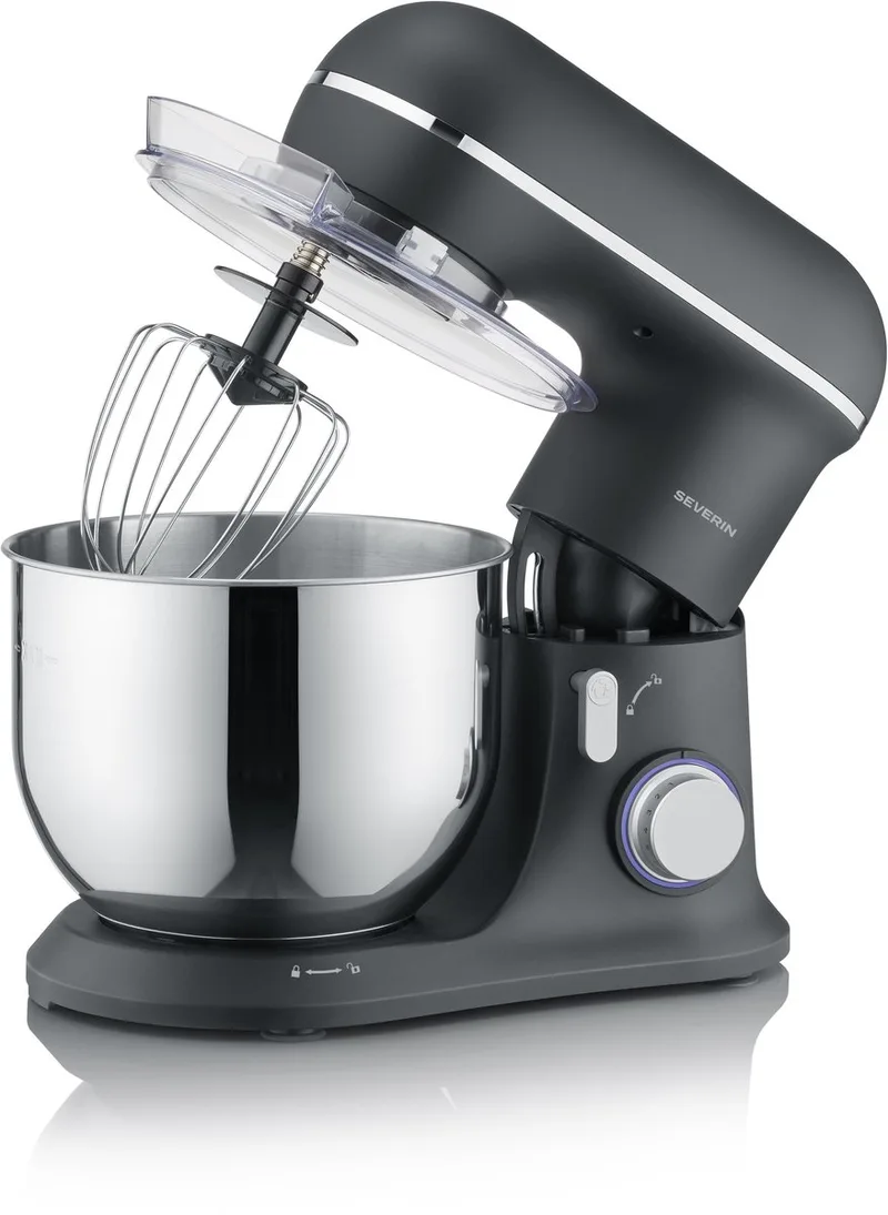 KM 3899 Keukenmachine – 1200 W – 5,3 L RVS mengkom – Planetair mengsysteem de Severin en Noir, Rvs – photo produit