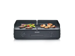PG 8569 - Plancha BBQ Grill SUAVE - Twee aparte verwarmingszones - Keramische coating - 240 °C de Severin en Noir – photo produit 2 sur 3