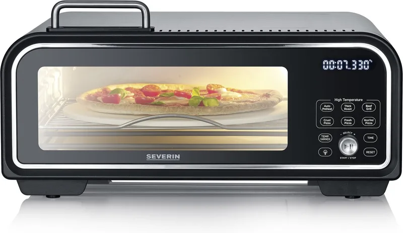 PG Pizzaoven - 400°C in 5 minuten - incl. 30 cm Pizza Steen van Severin in Zwart – productfoto 1 van 3