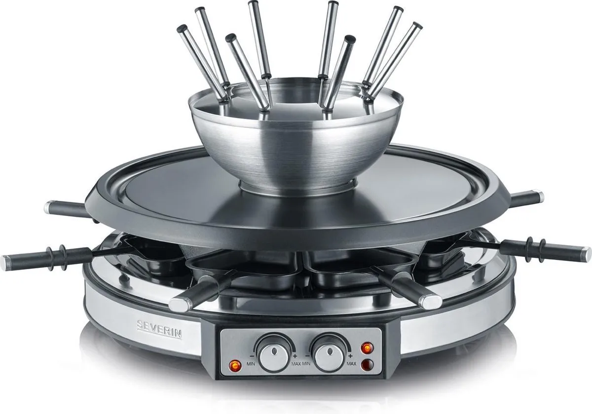 RG 2348 Raclette- Fondue combi van Severin in Roestvrijstaal – productfoto