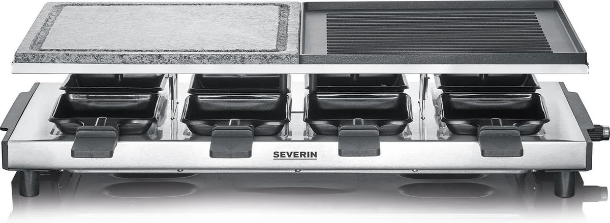 RG 2373 Raclettegrill met natuurlijke grillsteen en grillplaat zilver van Severin in Roestvrijstaal – productfoto