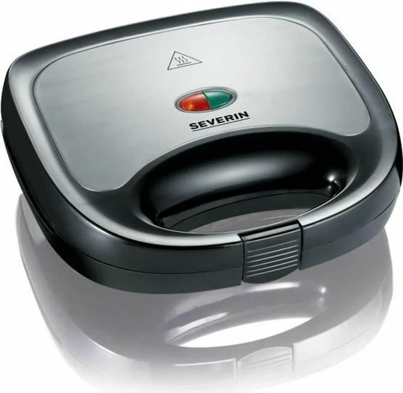SA 2969 - Tosti-apparaat - Antiaanbaklaag - Veilig in gebruik - Compact Design - 600W - RVS by Severin in Black, Rvs – product photo