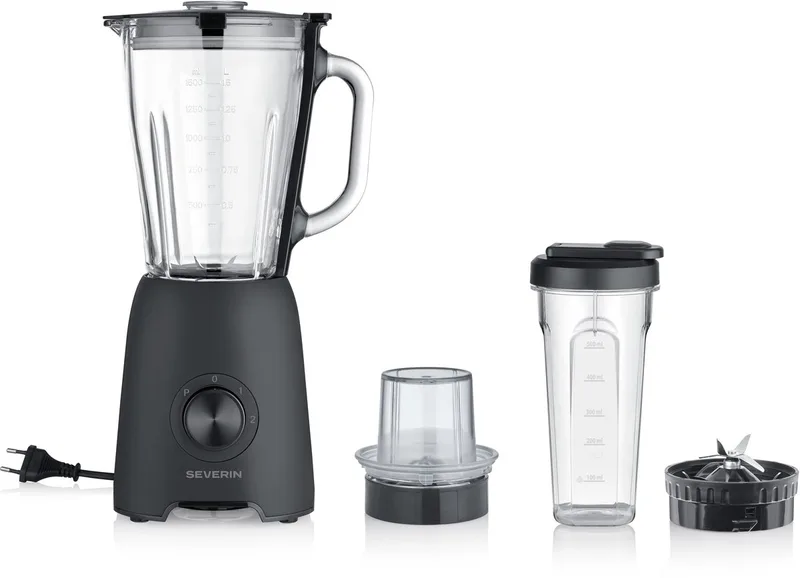SM 3724 Blender 600W – Glazen Kan 1,5L – Smoothie To Go & Hakmolen – 2 Snelheden + Pulse de Severin en Noir – photo produit