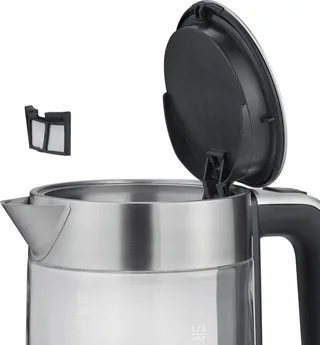 WK 3420 Glazen Waterkoker - 1 liter - XXL-dekselopening - Geïntegreerd kalkfilter by Severin in Rvs, Black – product photo 2 of 2
