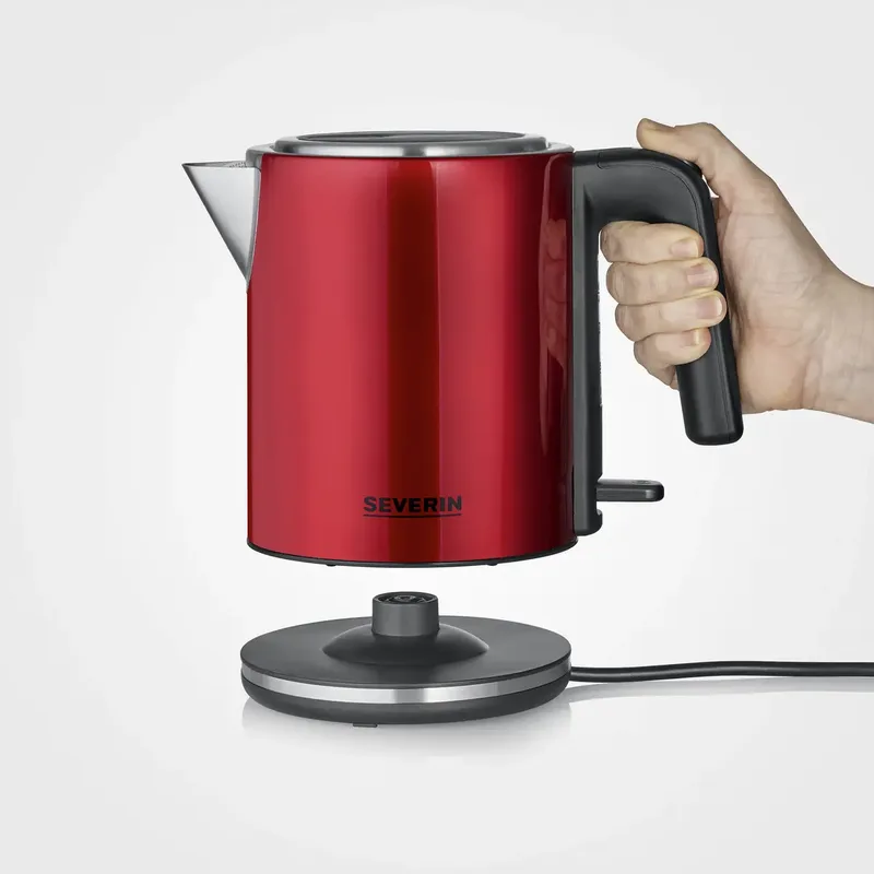 WK 3427 - Waterkoker - hoogwaardig roestvrij staal - XXL-opening - bediening met één hand fra Severin i Rød – produktbillede 2 af 2