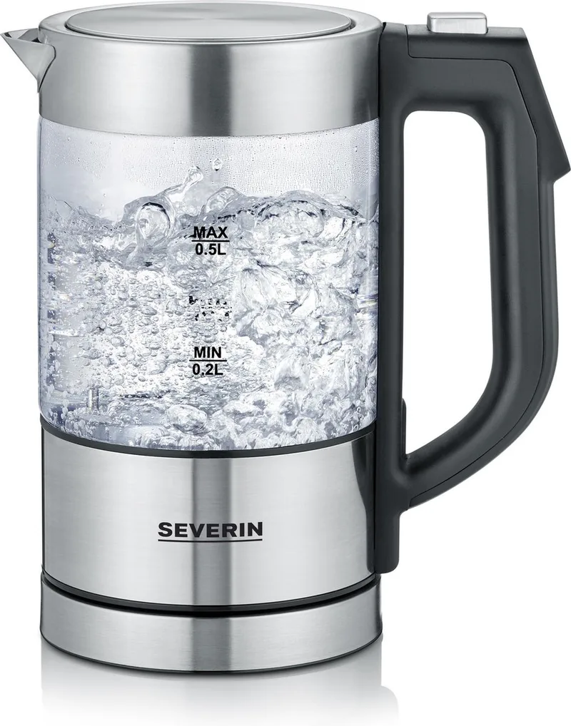 WK 3458 Glazen Waterkoker Mini 0,5L - Multi temp. 1100W by Severin in Rvs – product photo 1 of 3