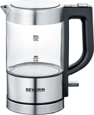 WK 3472 - Waterkoker - electrisch - glazen kan - 0.5l - zilver/zwart de Severin en Rvs, Glas – photo produit 1 sur 2