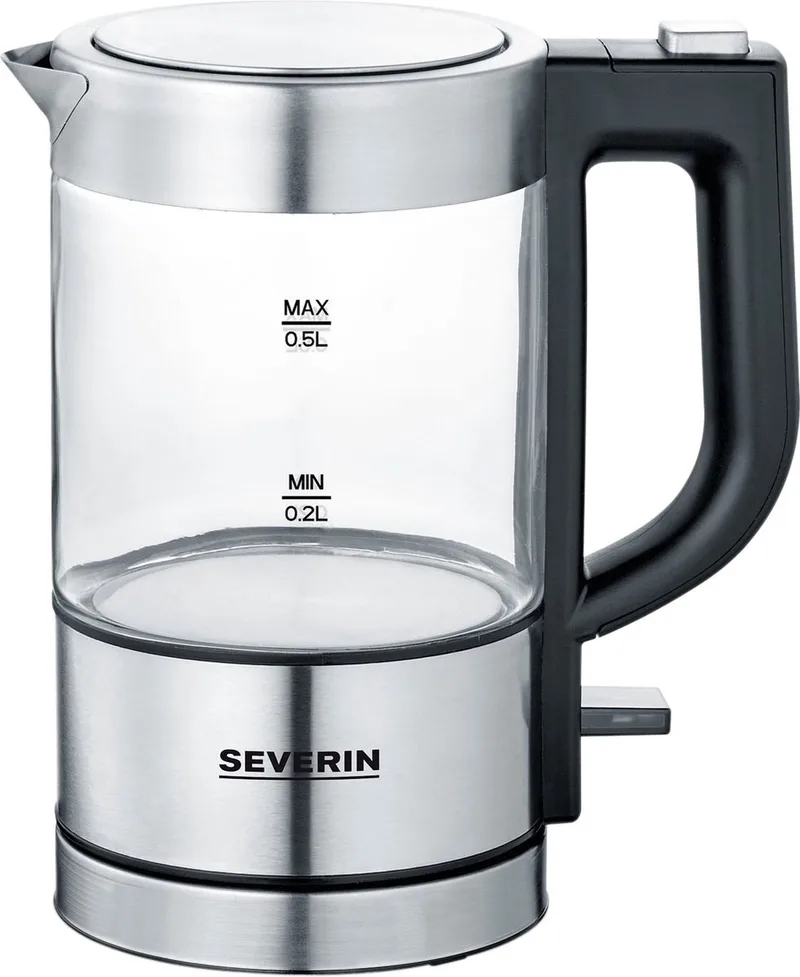 WK 3472 - Waterkoker - electrisch - glazen kan - 0.5l - zilver/zwart de Severin en Rvs, Glas – photo produit 1 sur 2