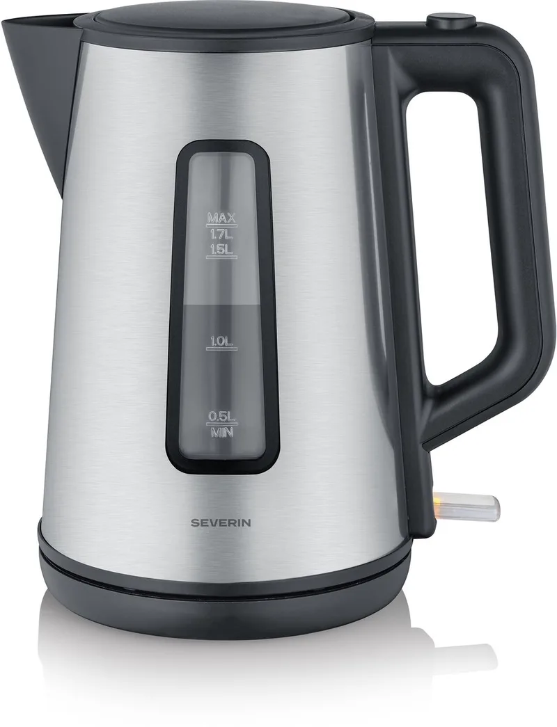 WK 9372 Waterkoker – 1,7L – 2200W – RVS/zwart – met Kalkfilter & Automatische uitschakeling by Severin in Silver – product photo