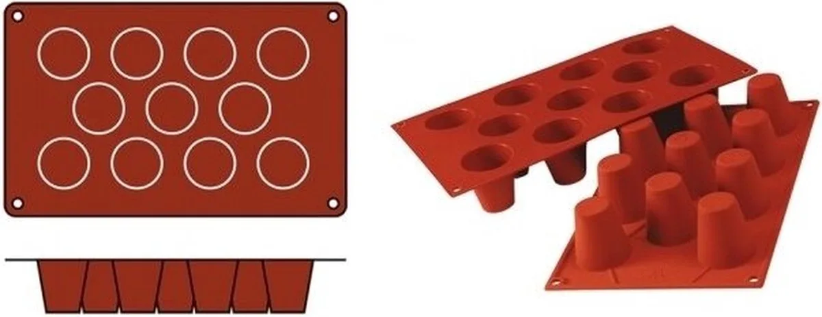 Bakmat Baba-Medium (Cap.11St.) - SiliconFlex 070072 - Horeca & Professioneel by Silikomart in Red – product photo
