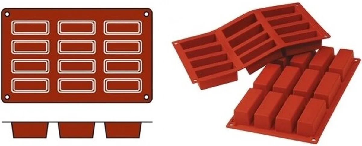 Bakmat Cakes (Cap.12St.) - SiliconFlex 070063 - Horeca & Professioneel van Silikomart in Rood – productfoto