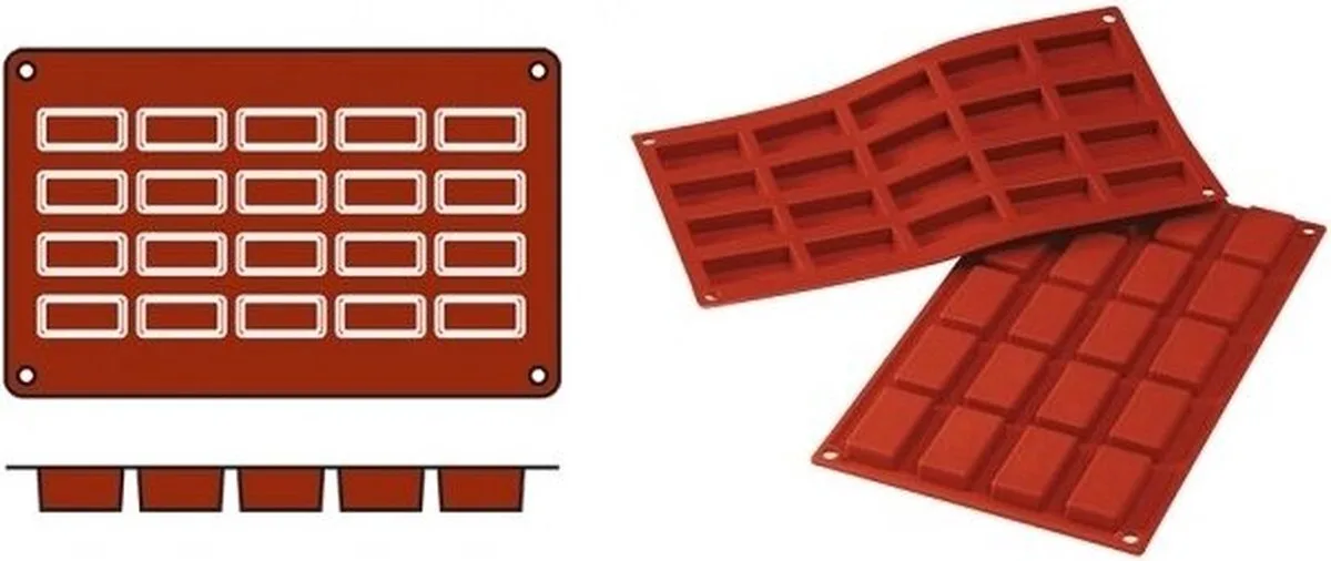 Bakmat Financiers (Cap.20St.) - SiliconFlex 070057 - Horeca & Professioneel van Silikomart in Rood – productfoto