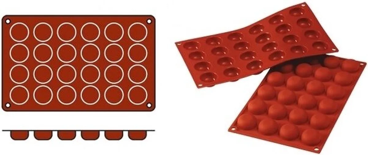 Bakmat Pomponnetes (Cap.24St.) - SiliconFlex 070055 - Horeca & Professioneel de Silikomart en Rouge – photo produit
