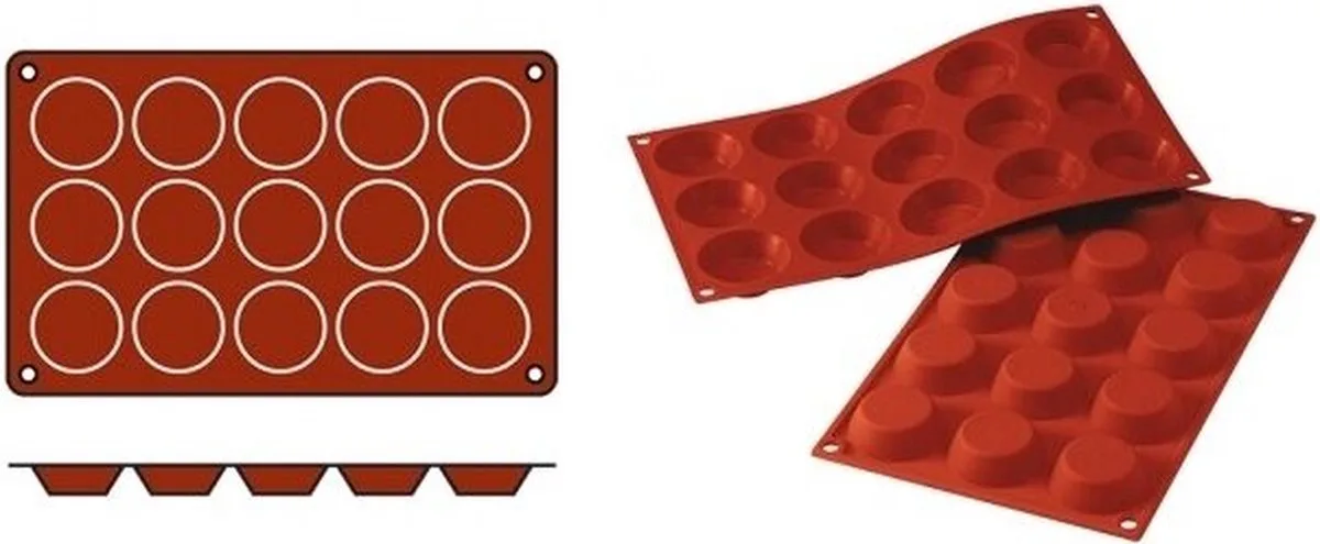 Bakmat Tartelettas (Cap.15St.) - SiliconFlex 070050 - Horeca & Professioneel van Silikomart in Rood – productfoto