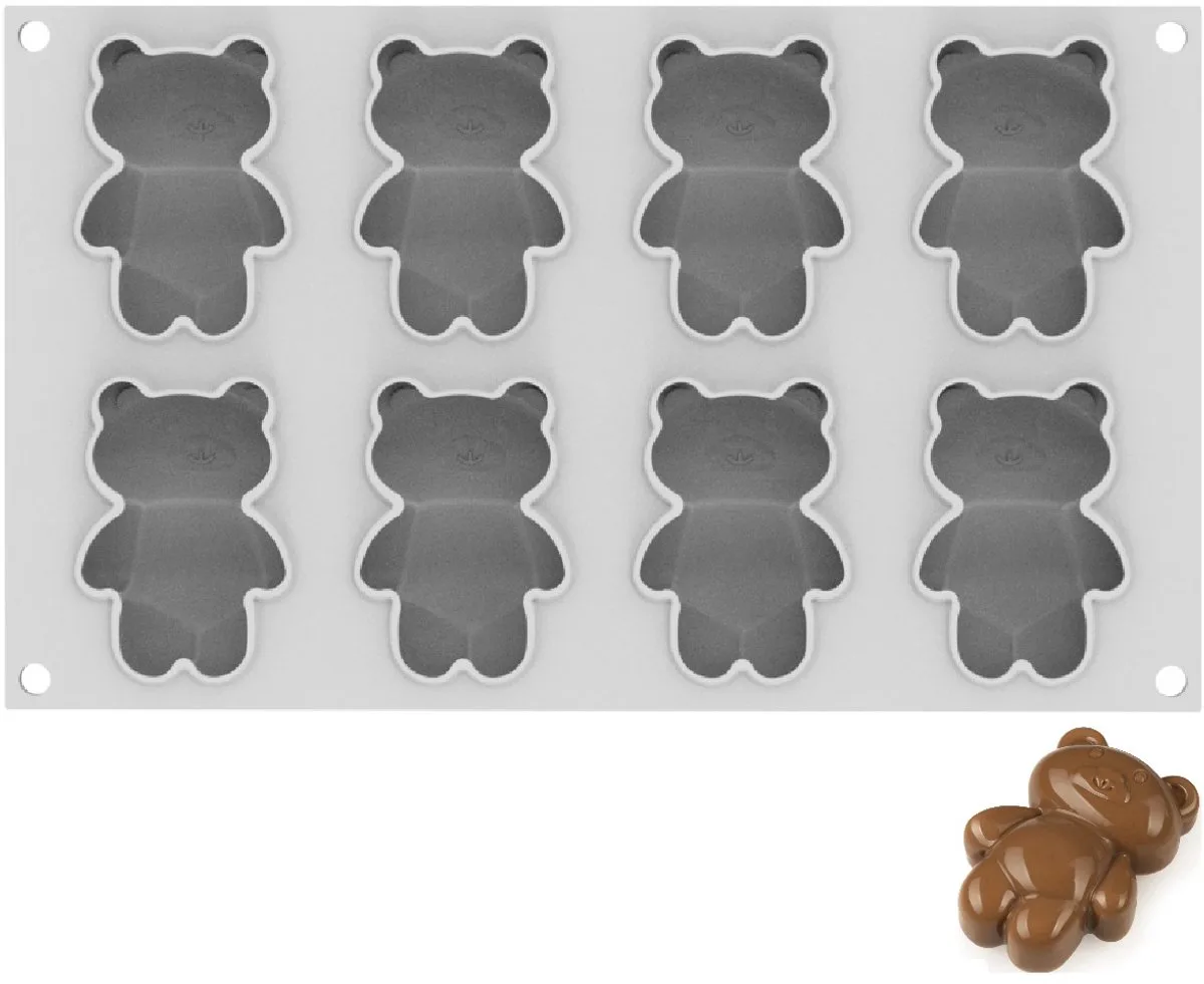 Bakmat Teddy Bear inclusief uitsteekvorm fra Silikomart i Hvid – produktbillede