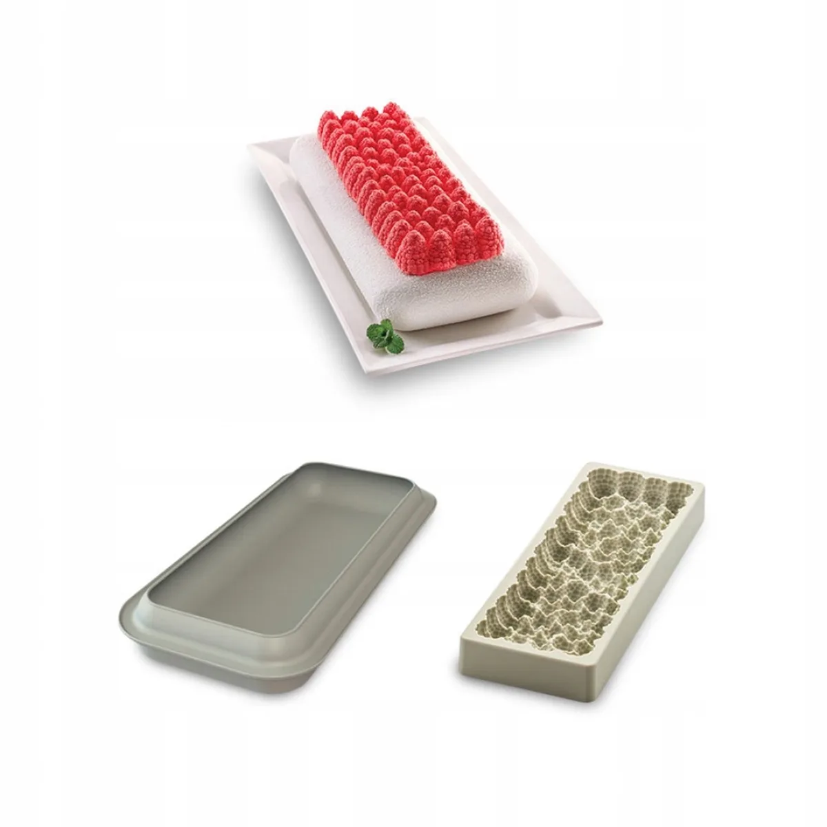 FRUTTI ROSSI - BAKVORM SILICONEN + RASPBERRY MAT fra Silikomart i Lichtgrijze – produktbillede