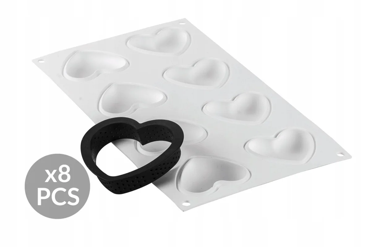 Hartvorm Taartvorm Set met 8 Perforated Ringen by Silikomart – product photo