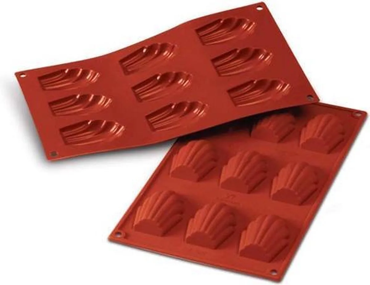 Madeleine - siliconen bakvorm 68x45 h 17 mm van Silikomart in Rood – productfoto