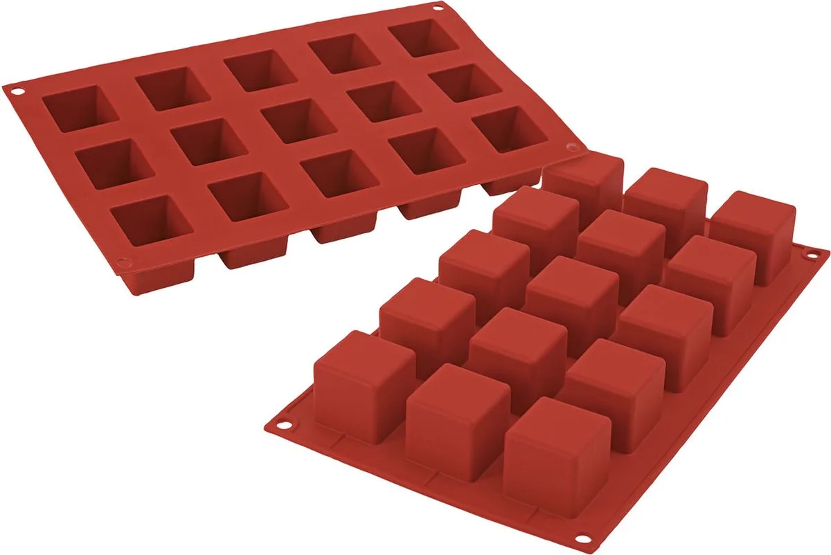 SF 105 CUBE - SILICONEN BAKVORM 35x35x35 MM by Silikomart in Red – product photo