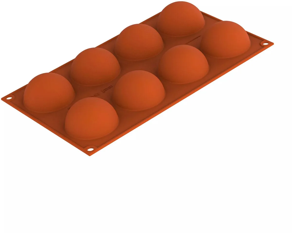 Siliconen bakvorm 8 halve bol vormen Ø60 mm de Silikomart en Terracotta – photo produit