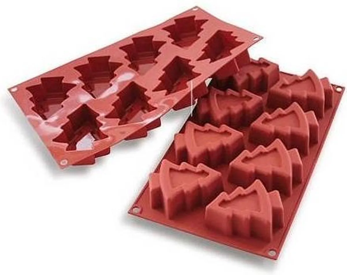 Siliconen bakvorm kerstbomen van Silikomart in Terracotta – productfoto
