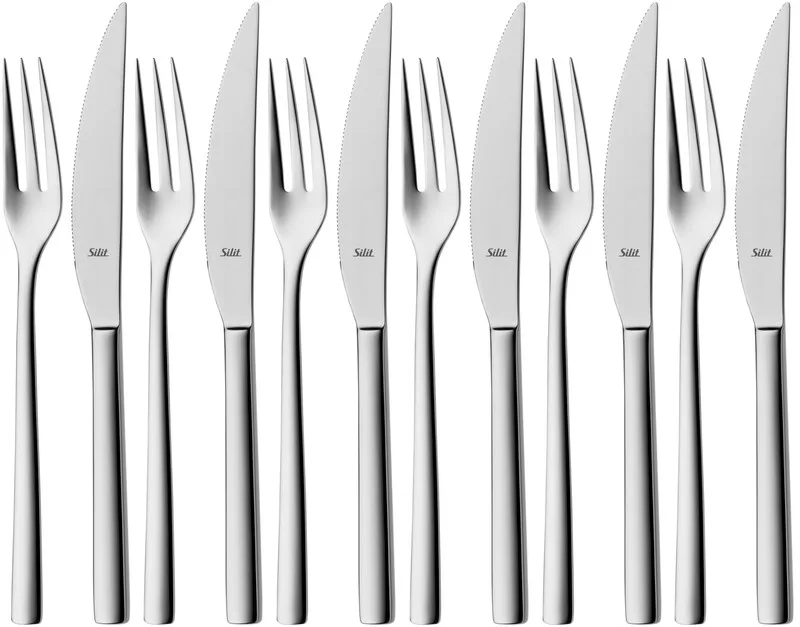 Trend Steakmesser-Set, 12-teilig, poliert, Premium Crominox®: 18/10 Edelstahl, geschmiedetes Messer, Wellenschliff, spülmaschinenfest, 2145306214 från Silit – produktbild