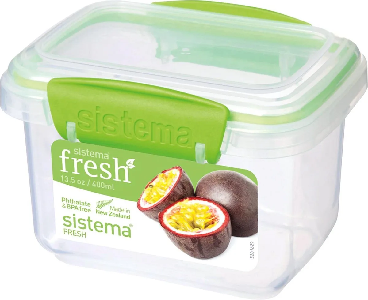 Fresh voorraaddoos - rechthoekig - 400ml van Sistema in Groen – productfoto