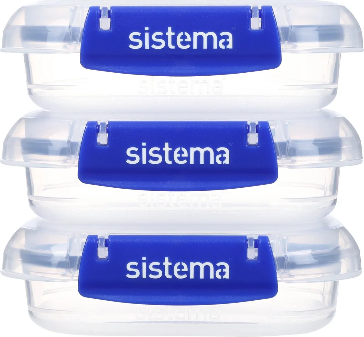 Klip It + rechthoekige vershouddoos - set van 3 - 3x180ml van Sistema in Blauw, Transparant – productfoto